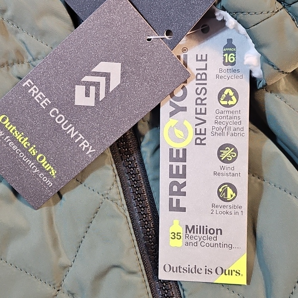 NWT Free Country Swith It Up Cloud Lite Reversible Quilted Coat In Bayleaf Green - Picture 13 of 16